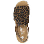 Women's beige leopard print platform sandals Rieker 62741-90 Footwear Your Sports Performance