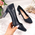 Sergio Leone navy blue block heel pumps Footwear Your Sports Performance