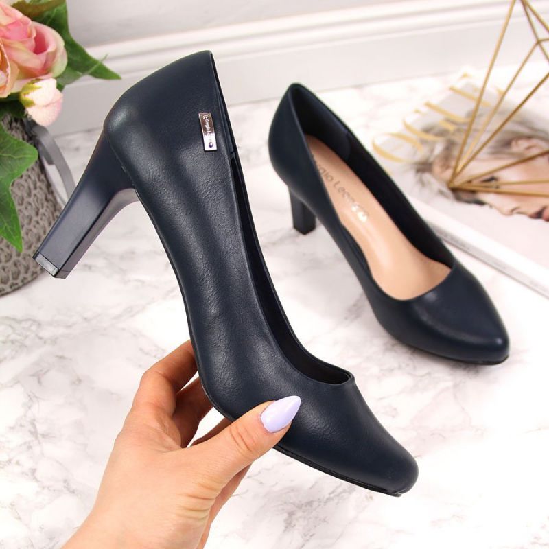Sergio Leone navy blue block heel pumps Footwear Your Sports Performance
