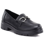Women's leather lords shoes black Jezzi JH03-2