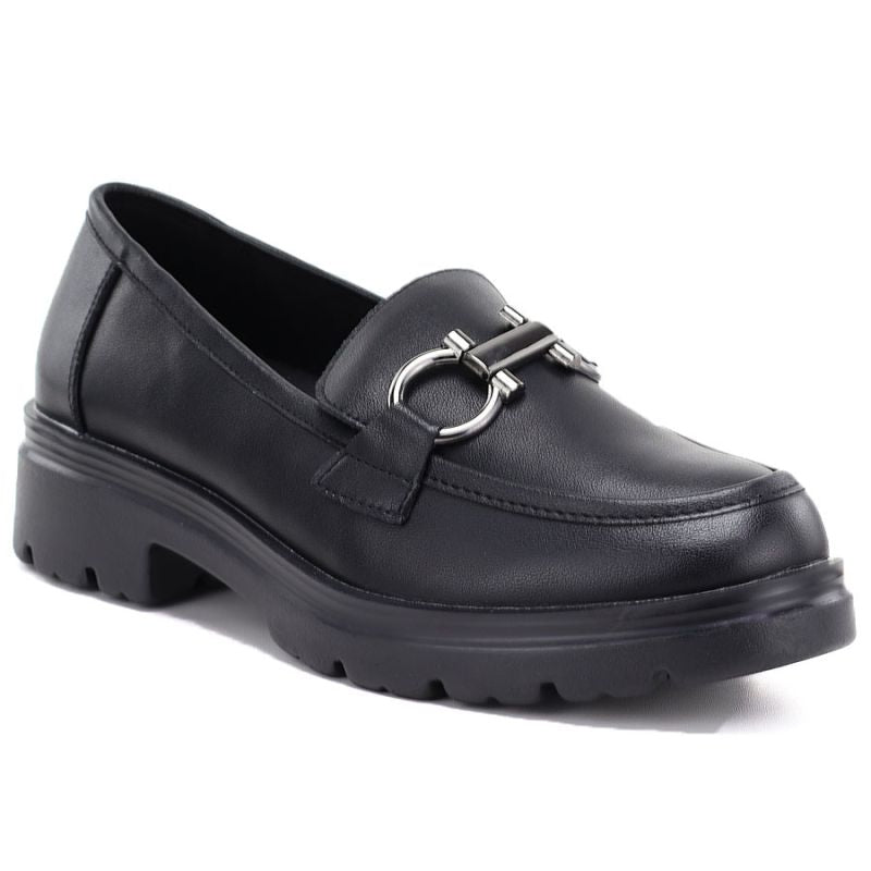 Women's leather lords shoes black Jezzi JH03-2
