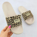 Women's leopard print beach flip-flops for the pool, beige SS274715 Footwear Your Sports Performance