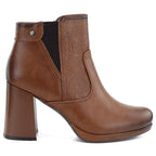 Women's ankle boots with a block heel and platform, insulated, brown, M.Daszyński AF125B-1
