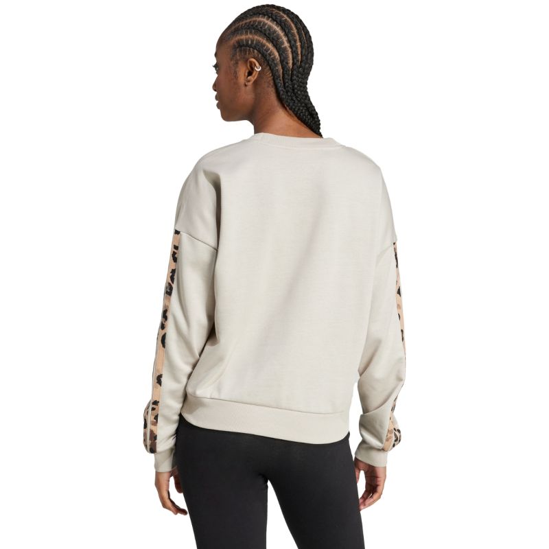 Women's adidas Animal Print 3-Stripes French Terry Sweatshirt Cream JM1836 In preparation Adidas