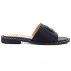 Women's black leather flip-flops S.Barski KV61-6019 S.Barski