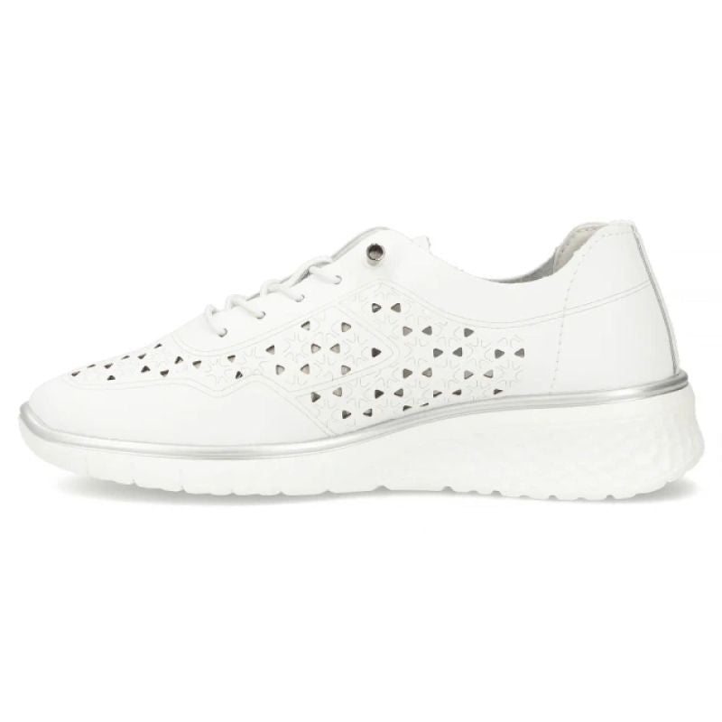 Women's leather openwork shoes, white Filippo DP6714 Filippo