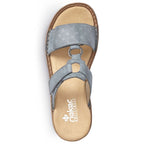 Comfortable women's flip-flops with Velcro, blue, Rieker 60885-12 Rieker