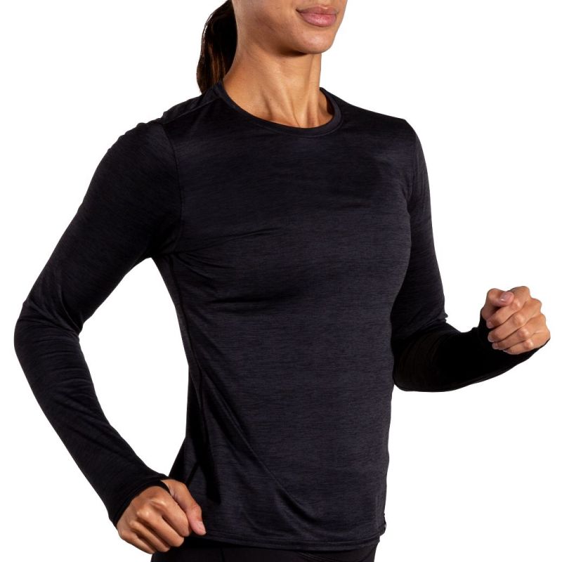 Men's Luxe Long Sleeve Running T-shirt, Black Import z Brooks/Brooks/Koszulki Your Sports Performance