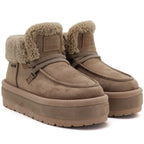 Big Star UU274215 Women's Waterproof Beige Platform Ankle Boots