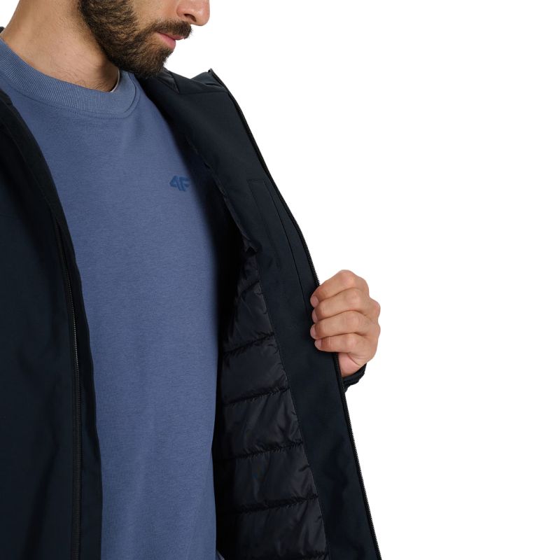 Men's ski jacket 4F M0787 deep black 4FWAW25TTJAM0787 20S In preparation Your Sports Performance