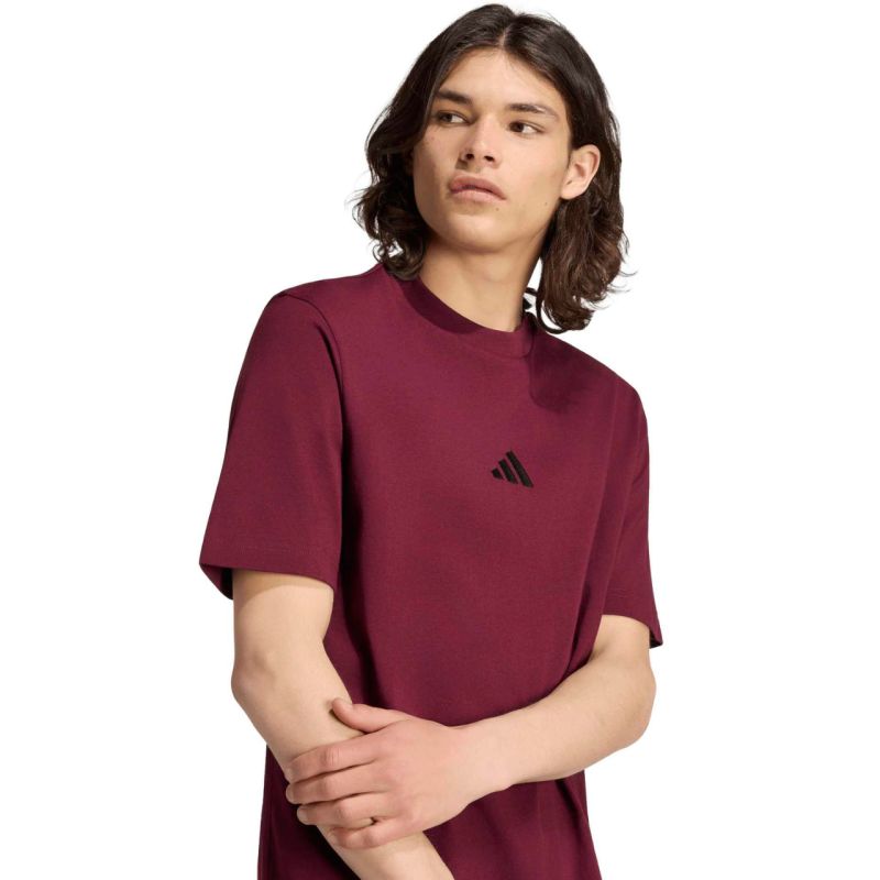 Men's adidas Essentials Small Logo Single Jersey Burgundy KF2403