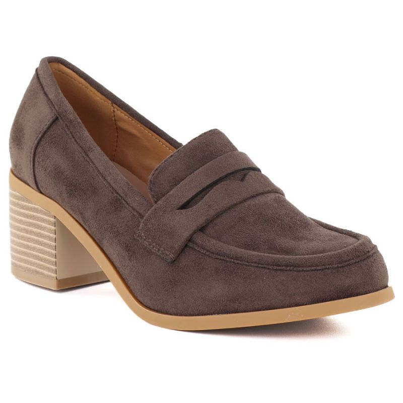 Women's suede brown lords heeled shoes M.Daszyński MR2201D-3A To be categorized Your Sports Performance