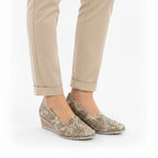 Women's wedge shoes with openwork snake print, beige, Potocki SZ12306 To be categorized Your Sports Performance