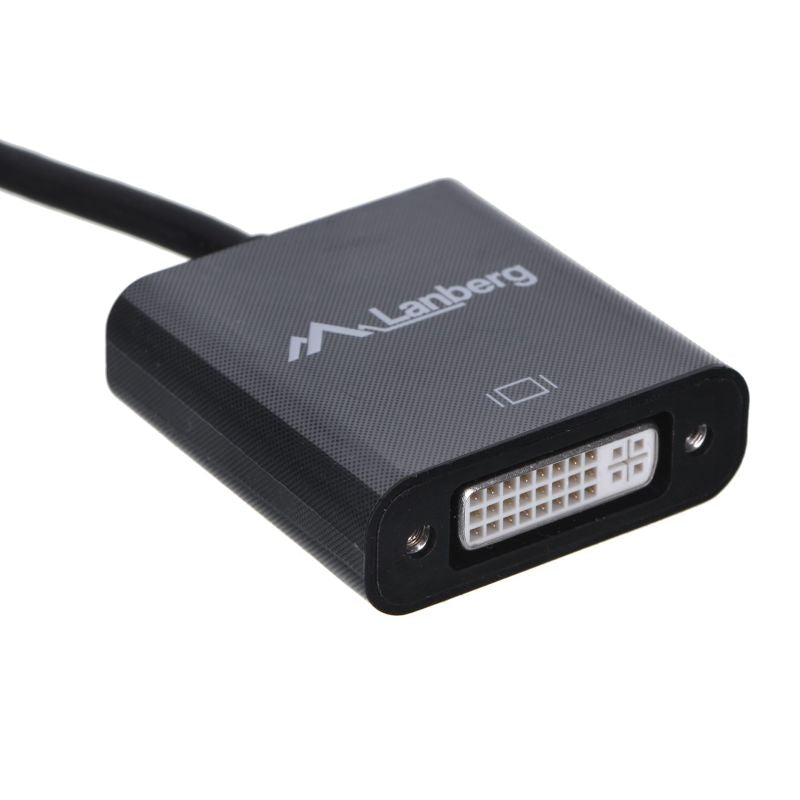 Lanberg AD-0007-BK Adapter (DisplayPort M - DVI-D F; 0.10m; black) Kable i adaptery/Adaptery, przejściówki Your Sports Performance