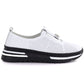 Women's leather openwork platform shoes, white, S.Barski 7092 S.Barski
