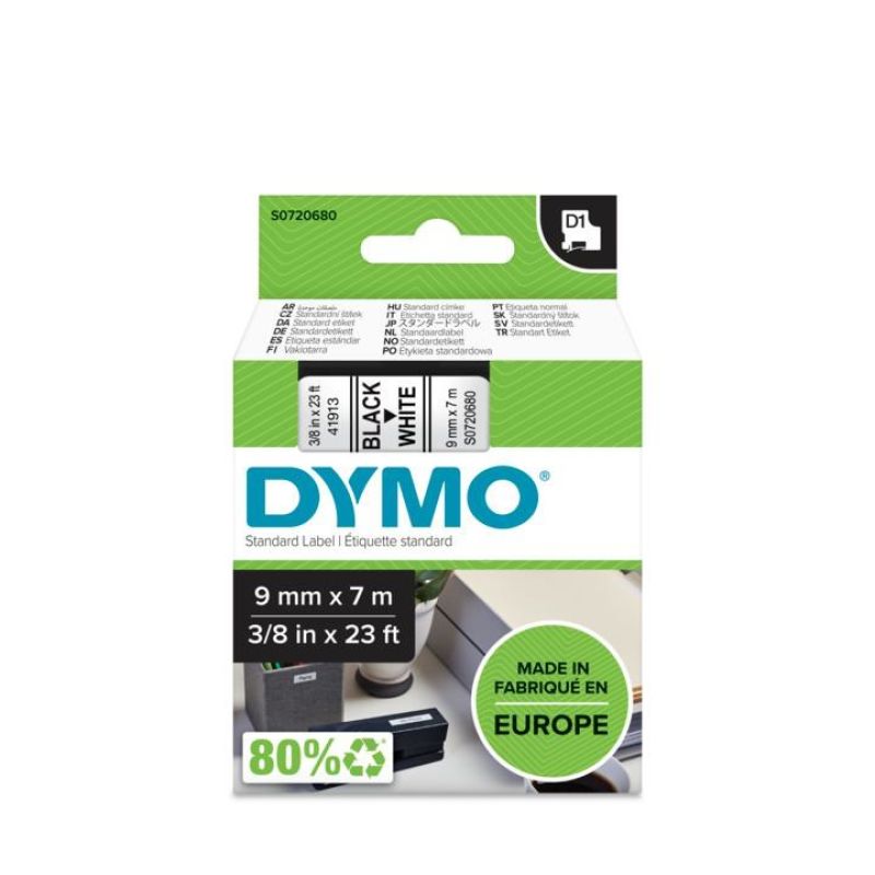 DYMO D1 ribbon 9mmx7m black/white S0720680 (9 mm) Auto ID/Etykiety samoprzylepne Your Sports Performance