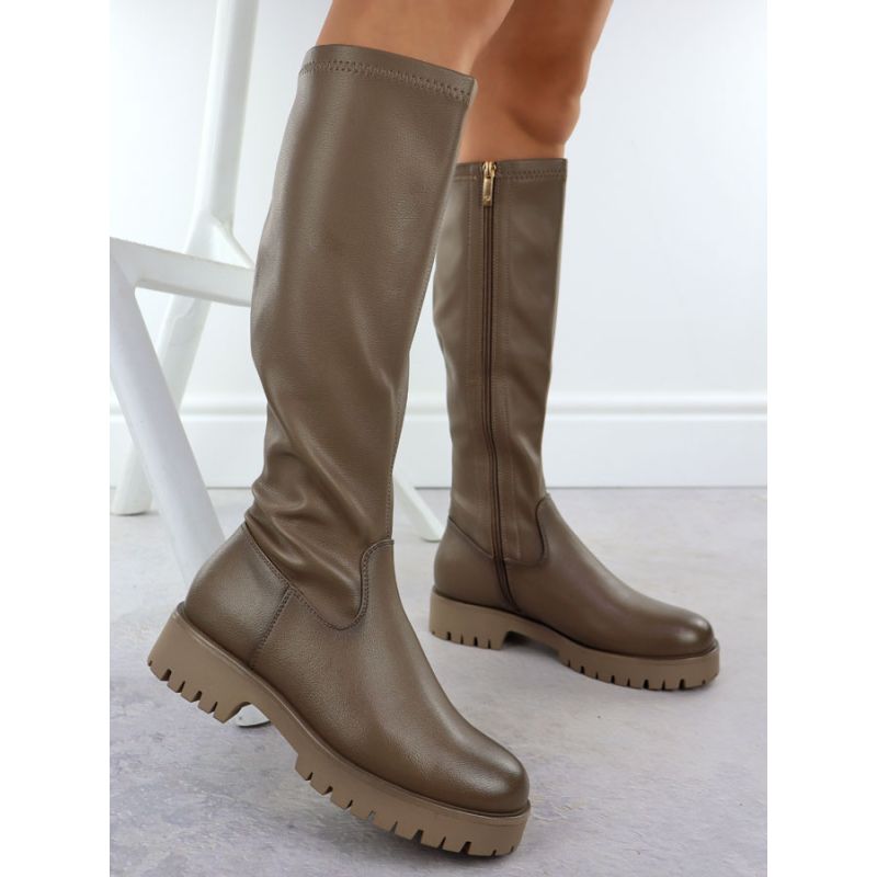 Women's khaki platform boots Potocki 25-12729 Footwear Your Sports Performance