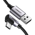 Ugreen cable US284 USB-A (straight) / USB-C (angled) 3A 1m (gray) Kable i adaptery/Kable USB Your Sports Performance