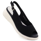 Women's black textile wedge sandals Vinceza 97303 Footwear Your Sports Performance