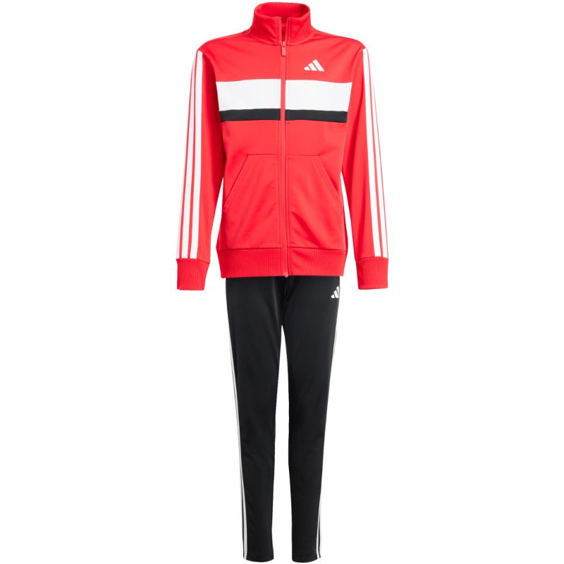 adidas Seasonal Essentials Tiberio 3-Stripes Tricot Kids Tracksuit Red and Black JI6214 In preparation Adidas