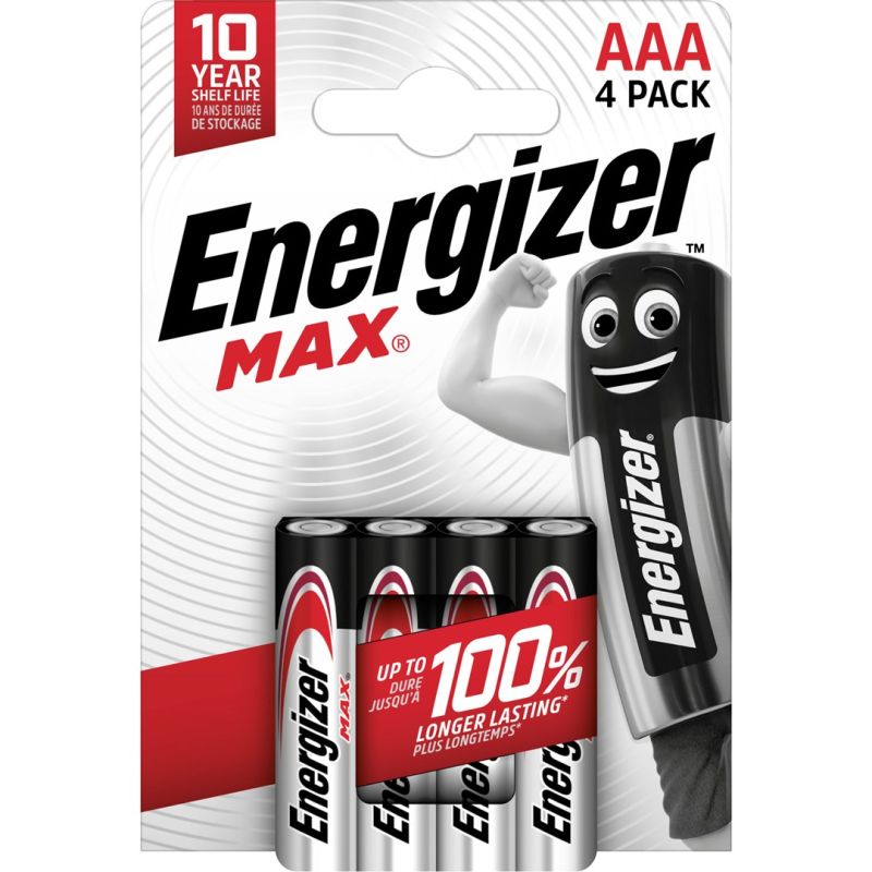 ENERGIZER ALKALINE BATTERIES MAX AAA LR03, 4 PIECES, ECO PACKAGING Baterie, akumulatorki i ładowarki/Baterie Your Sports Performance