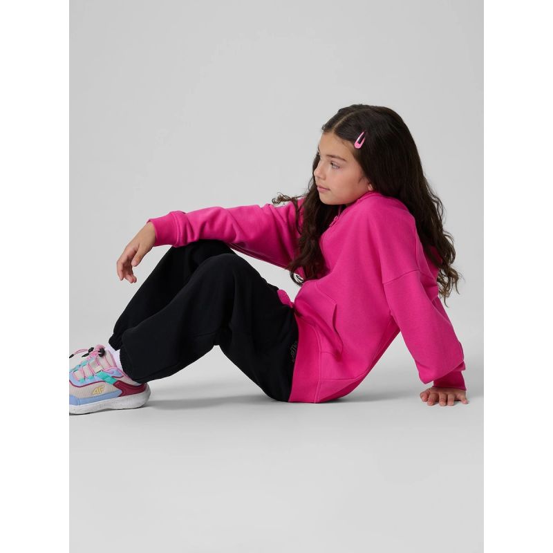Girls' loose sweatshirt with hood 4F 4FJKAW26TSWSF3137-54S