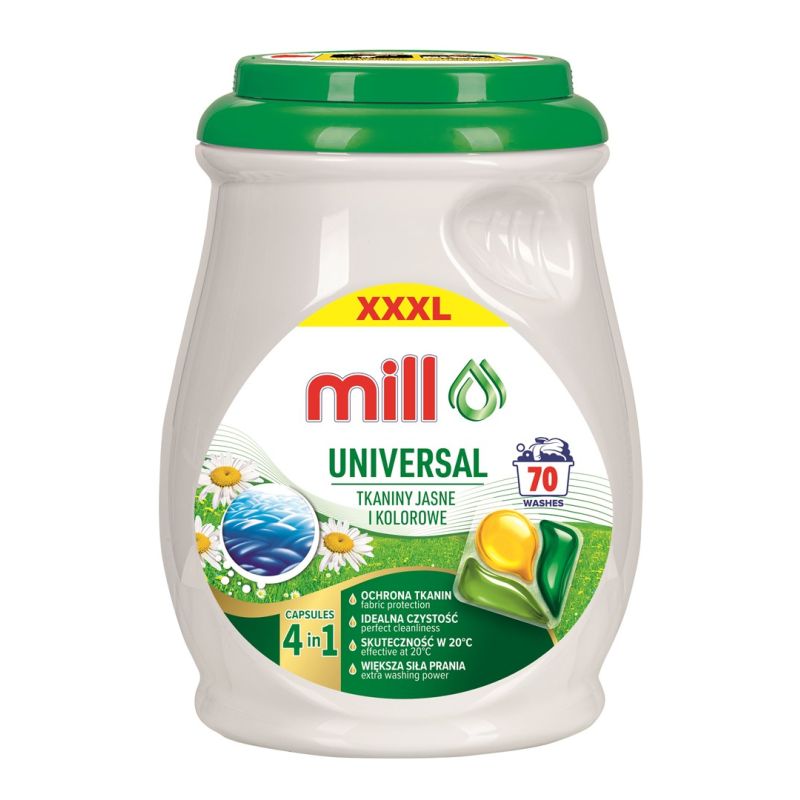 MILL PROFESSIONAL 3-pack universal laundry capsules 70 pcs Chemia/Kapsułki do prania Your Sports Performance