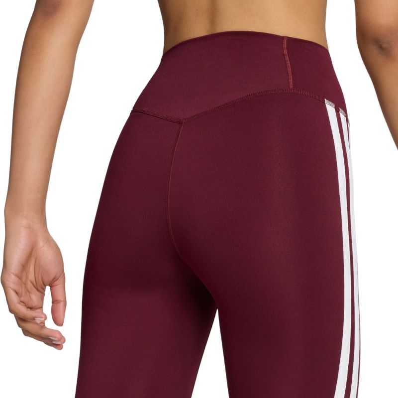 Women's adidas Optime Essentials Workout 3-Stripes 7/8 Burgundy Leggings KT3772
