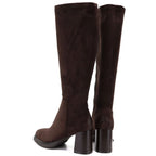 Women’s brown suede heeled boots Potocki SZ12849