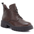 Women's brown leather ankle boots on the platform M.Daszyński SFY2502-11ac
