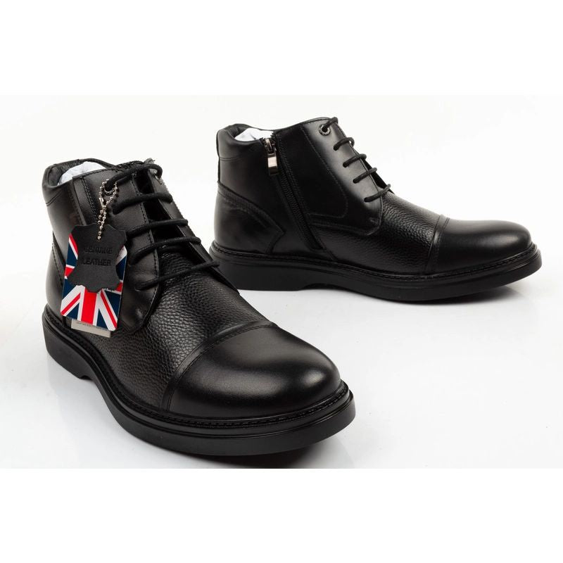Lee Cooper men's shoes elegant leather black insulated ankle boots