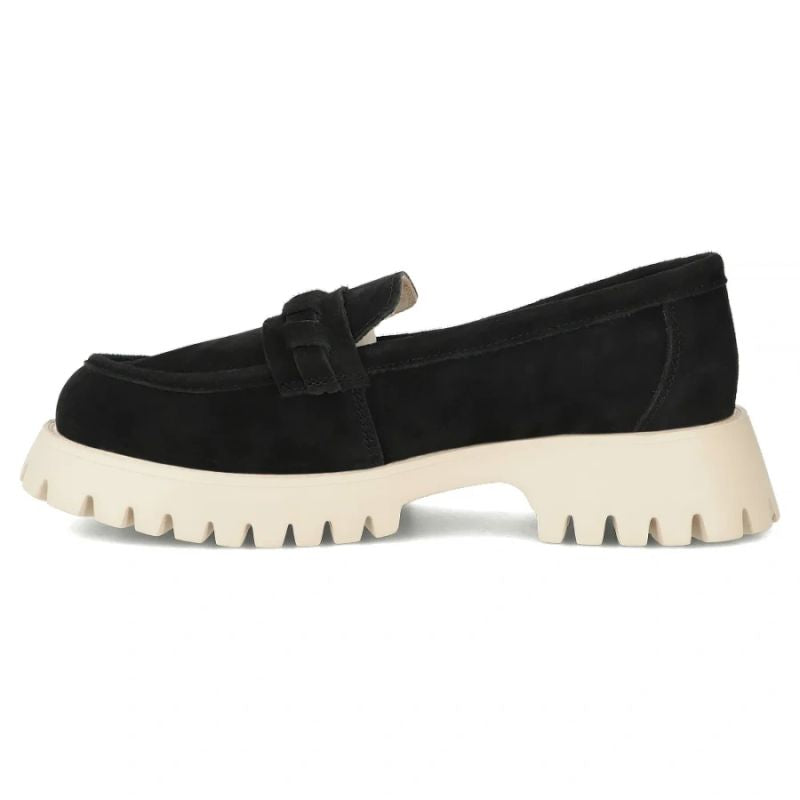 Women's leather suede loafers, black Filippo DP7554 Filippo