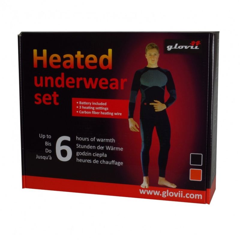 GLOVII HEATED THERMOACTIVE UNDERWEAR SET, SWEATSHIRT AND PANTS, SIZE L, BLACK, BATTERIES AND CHARGER INCLUDED, GXBL Bieganie/Bielizna Your Sports Performance