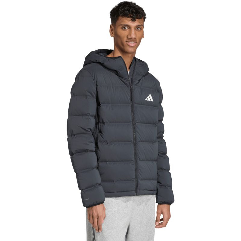 Men's adidas Helionic Climawarm Stretch Hooded Down Jacket Black JN2114 To be categorized Your Sports Performance