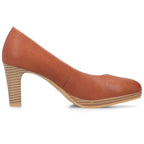 Brown leather pumps with a block heel, Rieker 41560-23
