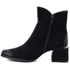 Women's black suede high-heeled ankle boots Potocki SZ12875