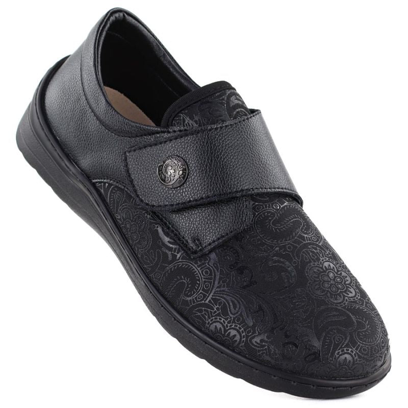 Leather Velcro shoes, elastic, black, Unisoft 8435 To be categorized Your Sports Performance