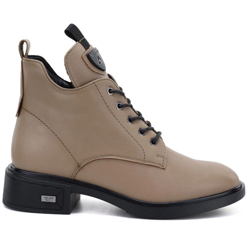 Beige women’s leather heeled ankle boots Vinceza 133145