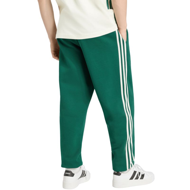 Men's adidas Essentials 3-Stripes Fleece Tapered Cuffed Pants Green KY4129