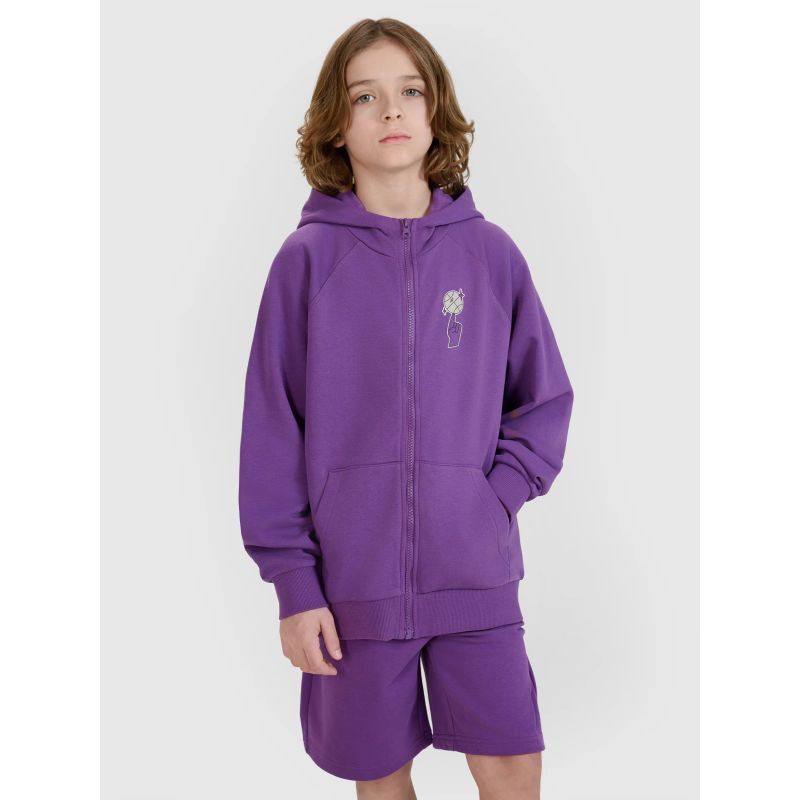 Boys' zip-up sweatshirt with hood 4F 4FJRSS25TSWSM2103-51S *Kategoria tymczasowa Your Sports Performance