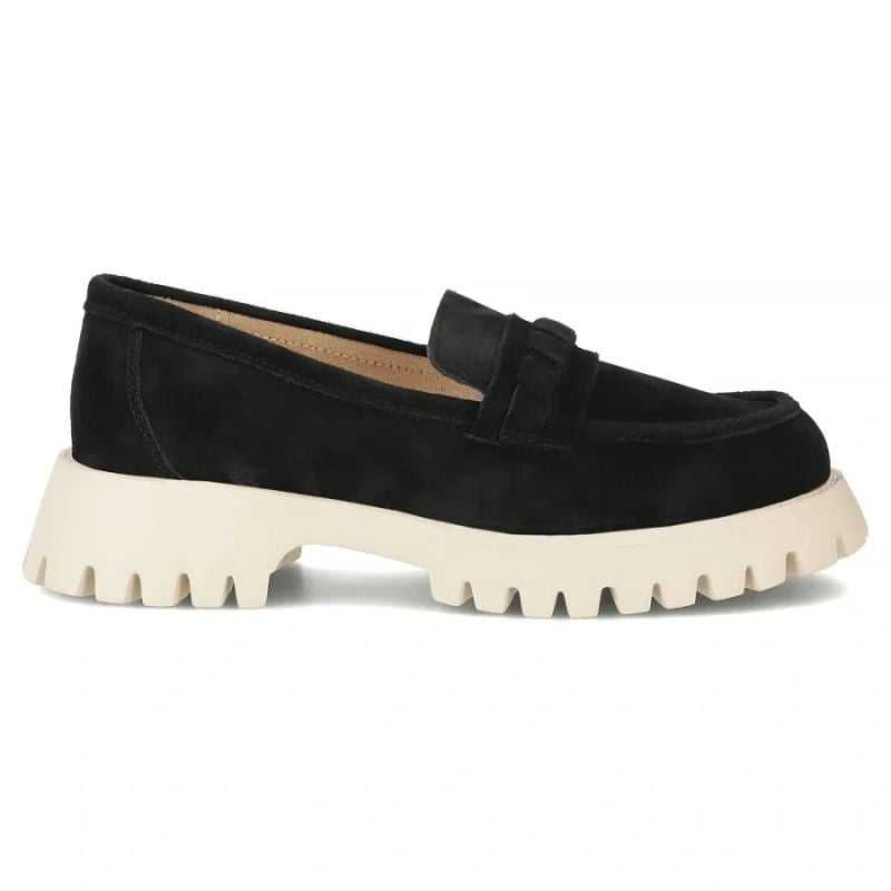 Women's leather suede loafers, black Filippo DP7554 Filippo