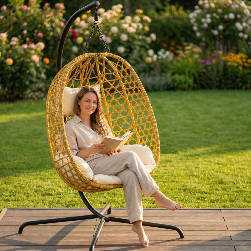 COCOON HANGING CHAIR 105x195CM BROWN Home and Garden/Garden Your Sports Performance