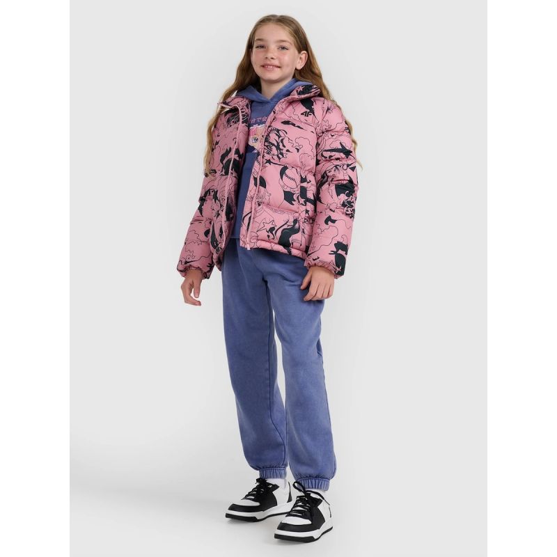 Girls' down jacket with synthetic filling 4F 4FJRAW25TDJAF0748-54A