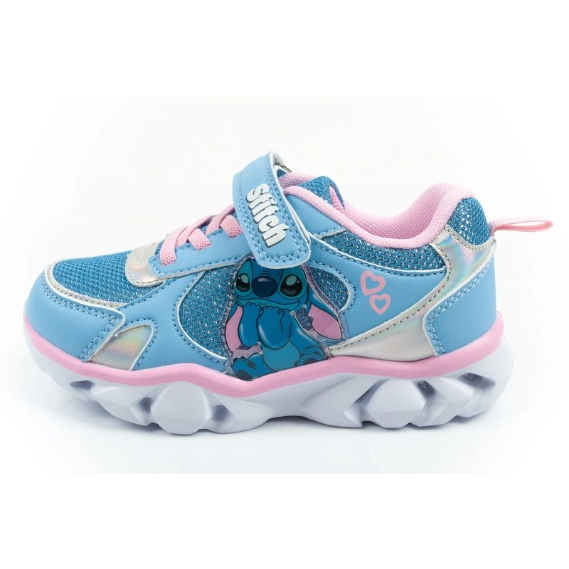 Leomil children's sports shoes sneakers Stitch light with velcro LED blue