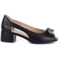 Open toe block heel pumps with bow, black, Potocki 12812 Potocki
