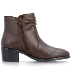 Women's brown leather ankle boots on a block heel Rieker 73953-27