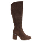 Women's openwork brown high-heeled boots S.Barski HY62-8122