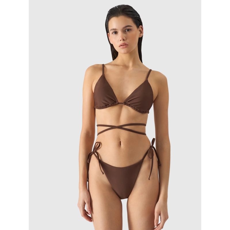 Women's swimsuit bikini top 4F 4FWSS24UBKBF042-81S Brown *Kategoria tymczasowa Your Sports Performance