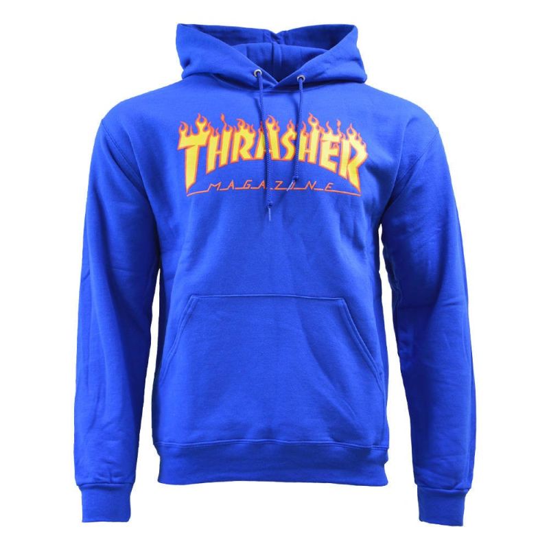Men's Thrasher Flame Logo Hooded Royal Blue Hoodie - 144839 Odzież/Odzież na co dzień Your Sports Performance