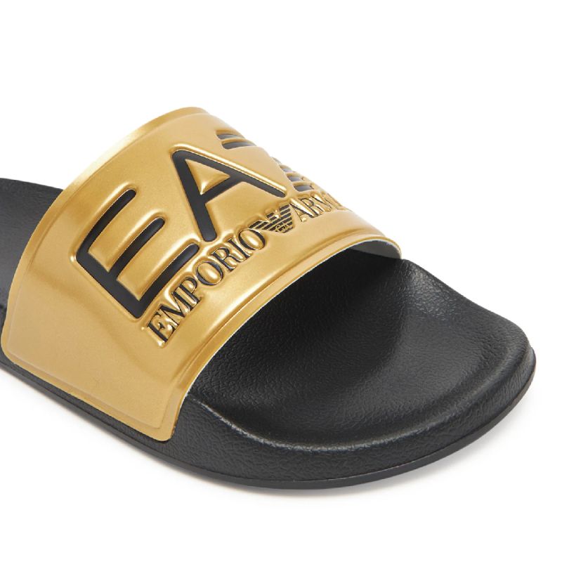 Emporio Armani EA7 Men's Sports Slides Black/Gold - 7X000108-AF15118-MZ097